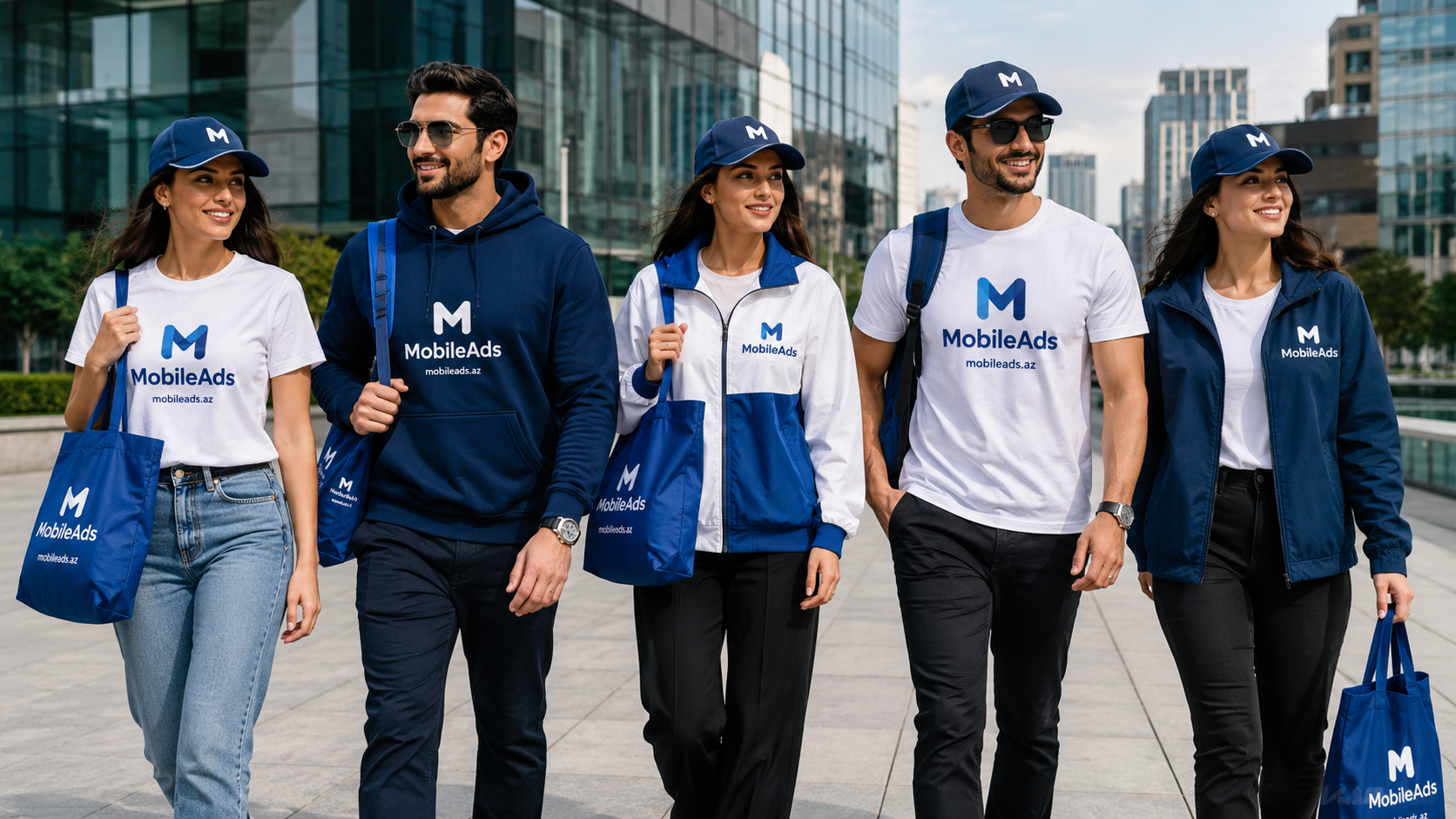 Mobileads.az branded promotional team in the city